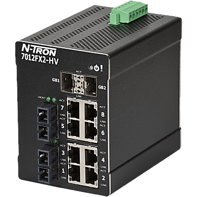 N-Tron® 7012FXE2-SC-40-HV Managed 12-port Industrial Ethernet Switch